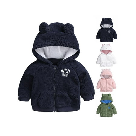Maxcozy Baby Boy Girl Winter Warm Ear Hooded Coat Jacket Newborn Infant Lamb Cashmere Hoodie Outerwear For 0-18M