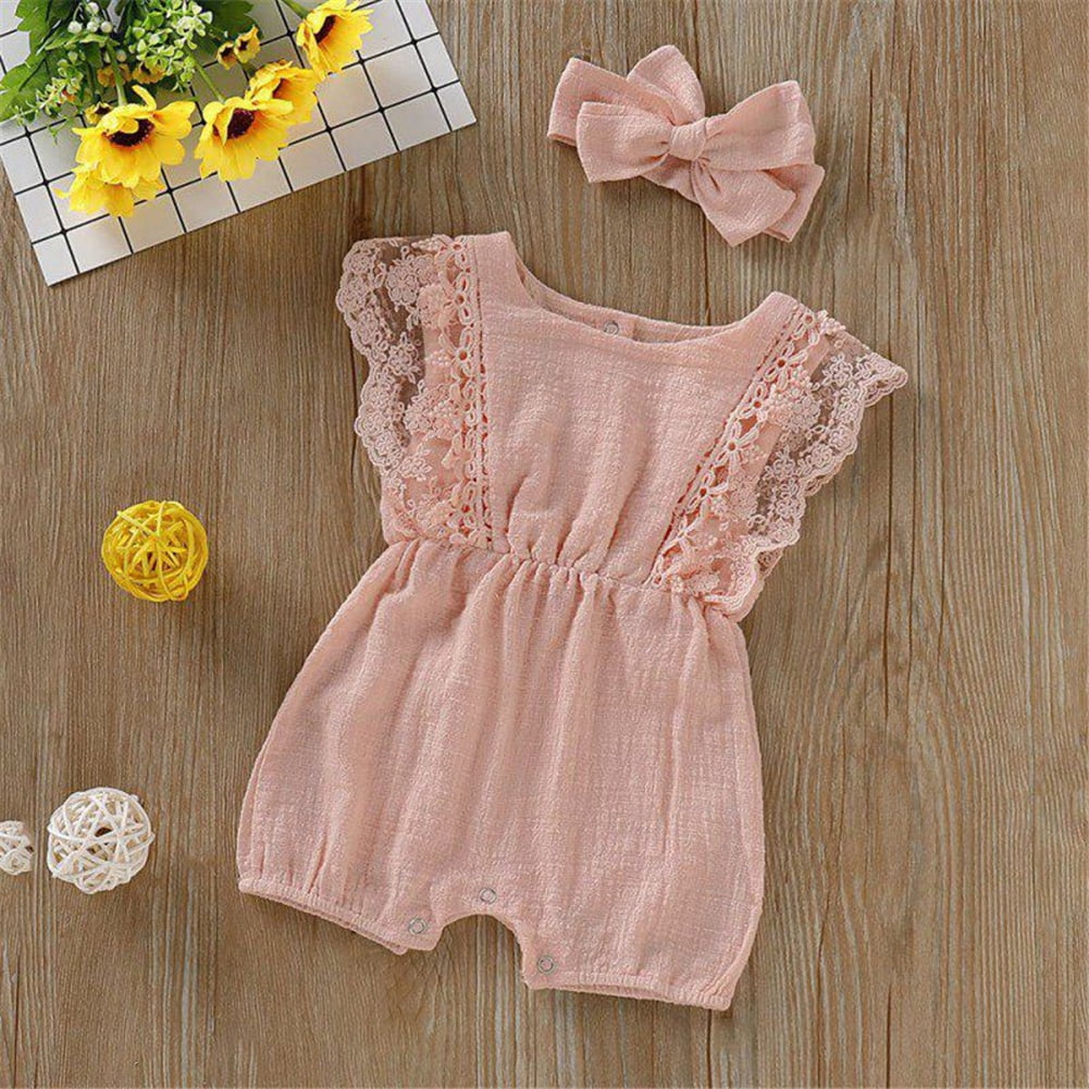 Maxcozy Baby Girl Flutter Sleeve Romper Bodysuit Jumpsuit Summer ...