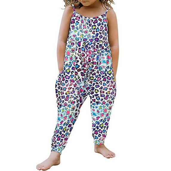 Maxcozy Baby Girl Jumpsuits Kids Strap Romper Jumpsuit Harem Pants with Pockets 1-6 Years