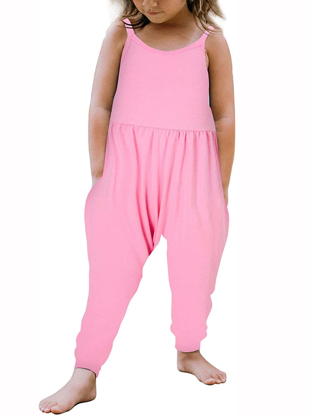 Maxcozy Baby Girl Jumpsuits Kids Strap Romper Jumpsuit Harem Pants with
