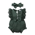 thumbnail image 1 of Maxcozy Baby Girl Ruffled Sleeveless Romper Bodysuit Jumpsuit Headband Set Summer Clothes Outfits, 1 of 5