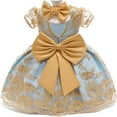 thumbnail image 1 of Maxcozy Baby Girls Pageant Lace Embroidery Dresses Toddler Formal Dress with Headwear Yellow 6-12 Months, 1 of 7