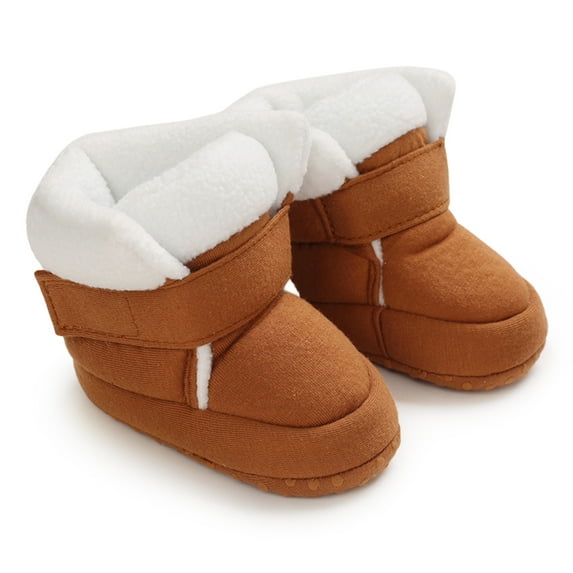 Maxcozy Baby Winter Warm Boots Toddler Boys Girls Prewalker Shoes First Walkers Thick Snow Booties Boots Brown 12-18 Months