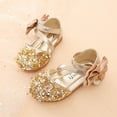thumbnail image 1 of Maxcozy Girls Mary Jane Shoes Glittler Bow Dress Shoes Princess Sequins Low Heels Party Wedding Flower Girls Shoes Gold - 9.5 Toddler, 1 of 5