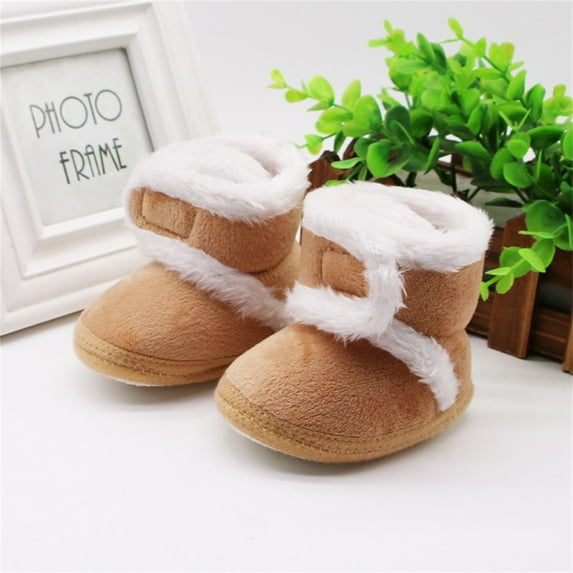 Maxcozy Infant Baby Boys Girls Winter Snow Boots Anti-Slip Soft Sole Outdoor Newborn Slippers Shoes Brown 0-6 Months
