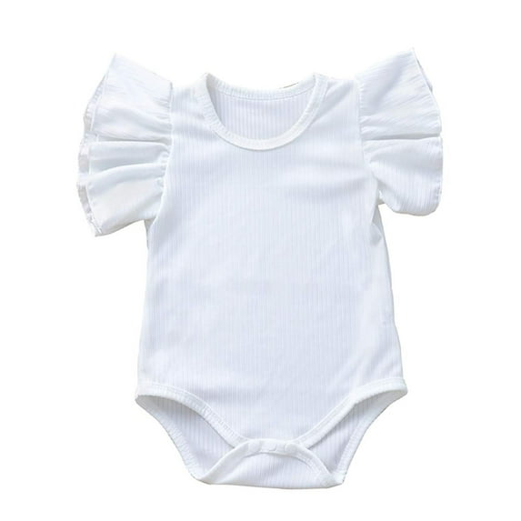 Maxcozy Infant Baby Girl Basic Bell Sleeve Cotton Romper Bodysuit Tops Clothes 0-18M