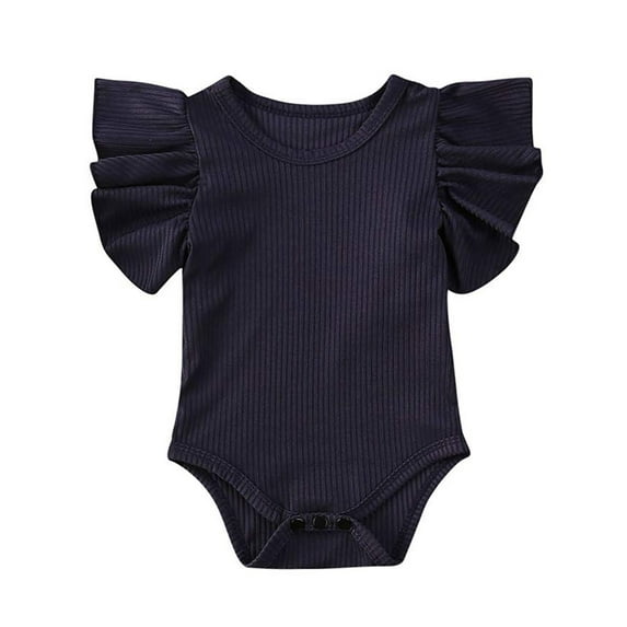 Maxcozy Infant Baby Girl Basic Bell Sleeve Cotton Romper Bodysuit Tops Clothes 0-18M