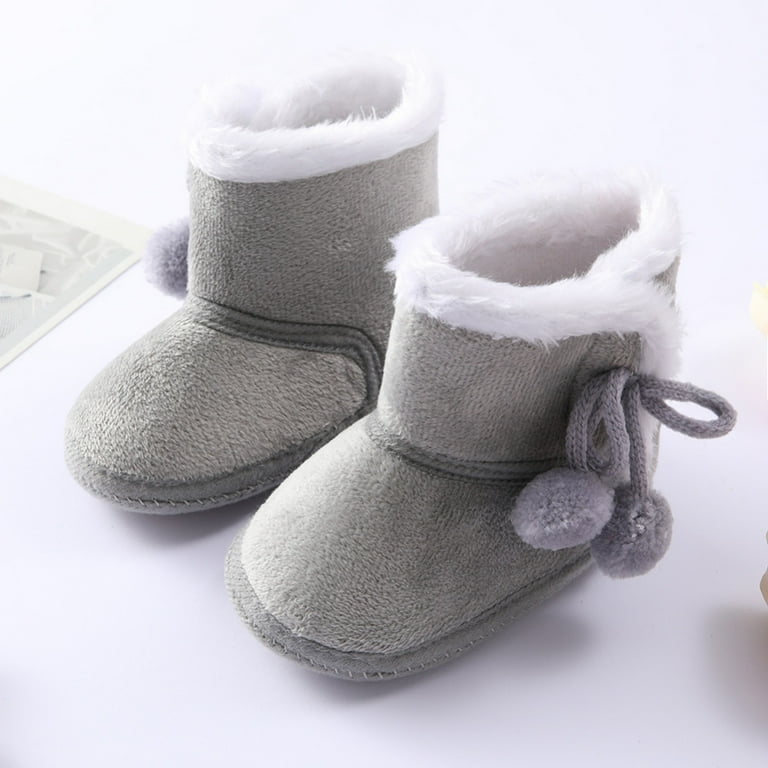 Maxcozy Infant Boots Winter Baby Girl Shoes Soft Sole Anti Slip Toddler Snow Warm Prewalker Newborn Slippers Grey 6 12 Months