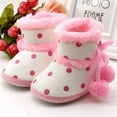 thumbnail image 1 of Maxcozy Infant Boots Winter Baby Girl Shoes Soft Sole Anti-Slip Toddler Snow Warm Prewalker Newborn Slippers Wave Point Pink 0-6 Months, 1 of 6