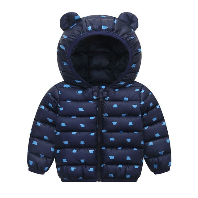Maxcozy Kids Baby Boy Girl Winter Animal Printed Zipper Warm Coat Down Jacket Toddler Outwear For 1-5T