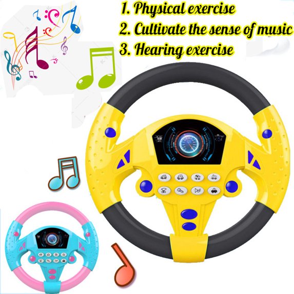 Maxcozy Kids Copilot Simulated Steering Wheel Toys Racing Driver Educational Sound Toys Child Role Play Pretend Toy Gifts