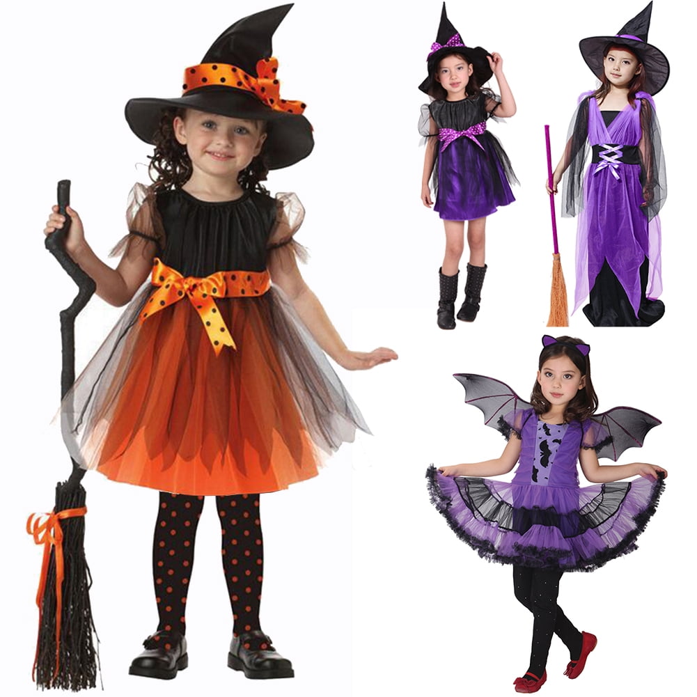 Maxcozy Kids Girls Child Witch Dress Up Halloween Costume Tutu Fancy ...