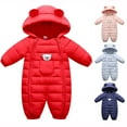 thumbnail image 1 of Maxcozy Newborn Baby Boy Girl Winter Warm Ear Hooded Thick Down Jumpsuit Romper Coat, 1 of 4