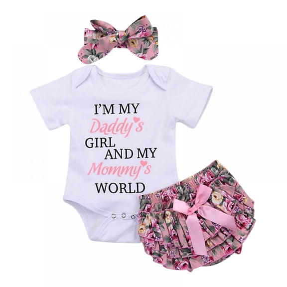 Maxcozy Newborn Baby Girl Romper Jumpsuit Bodysuit Pants Shorts Headband Outfit Set 3-24 Months