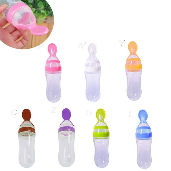 Maxcozy Newborn Infant Baby Squeezing Bottle Silicone Training Rice Spoon Cereal Food Supplement Feeding Safe Tableware Tools