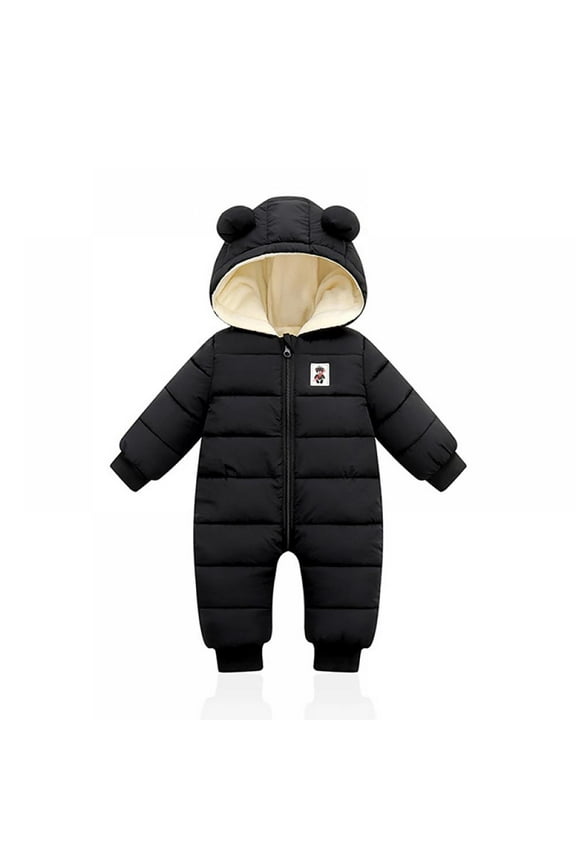Newborn Infant Unisex Baby Winter Warm Hooded Thick Down Jumpsuit Romper Jacket
