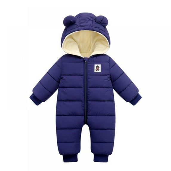 Maxcozy Newborn Infant Unisex Baby Winter Warm Hooded Thick Down Jumpsuit Romper Jacket