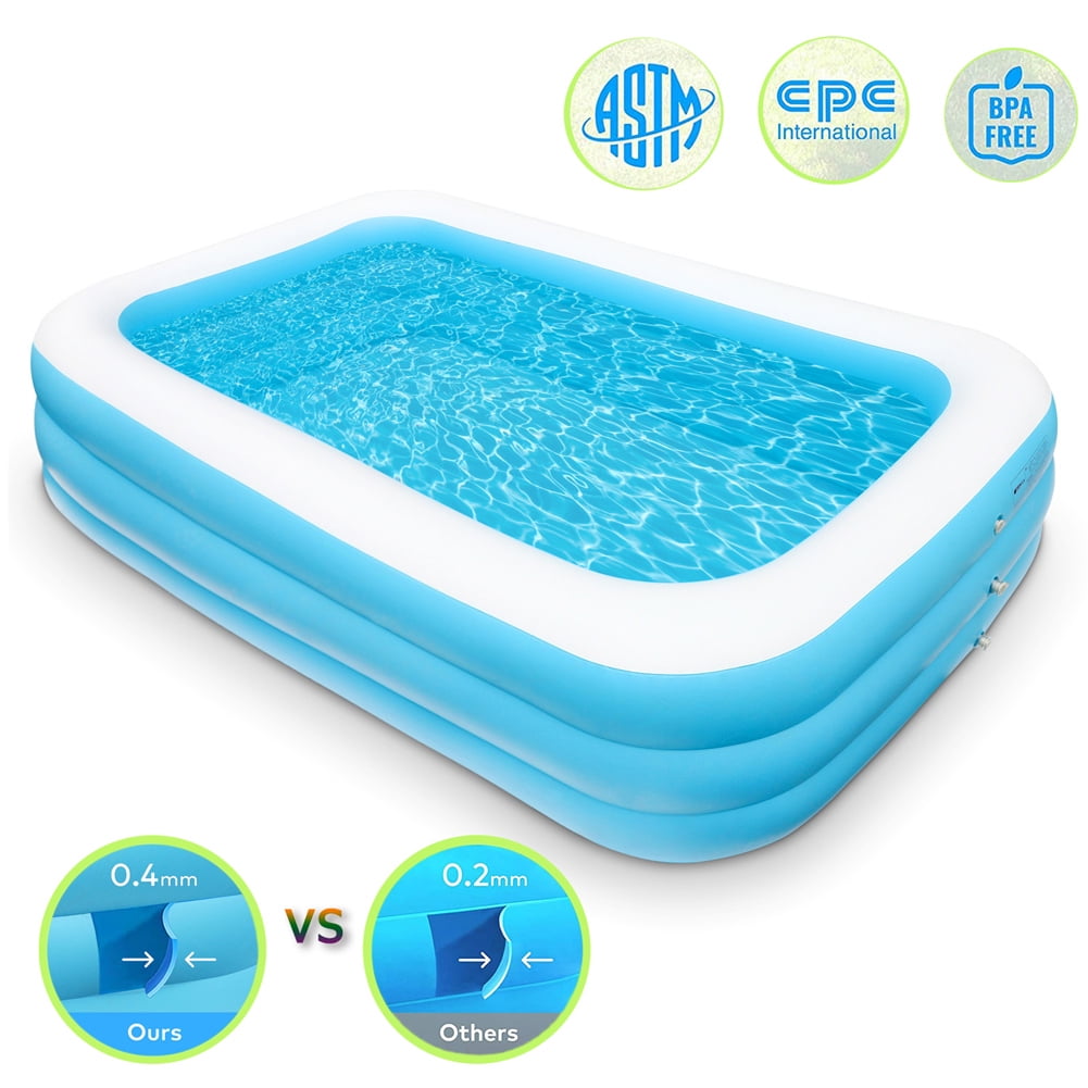 Maxcozy Rectangular Inflatable Pool,Age 3 and Up, Blow Up Pool Family