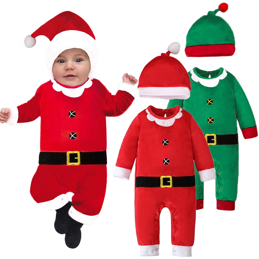 Maxcozy Soft Velvet Christmas Outfit Set Baby Boy Toddler Girl Santa