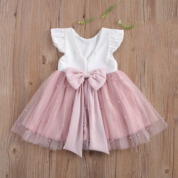 Maxcozy Toddler Girls Pearl Lace Bowknot Princess Party Dress 0-5 Years