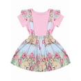 thumbnail image 1 of Maxcozy Toddler Kids Baby Girls Easter Outfit T-Shirt Tops Strap Bunny Skirt 2Pcs Clothes Set, 1 of 7
