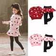 thumbnail image 1 of Maxcozy Toddler Kids Girl Heart Print Clothes Top T-shirt Skrit Pants Leggings Outfits 2PCS Set, 1 of 9