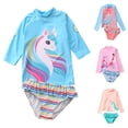 thumbnail image 1 of Maxcozy Toddler Little Girls 2-Piece Swimsuit Set Long Sleeve Rash Guard Bathing Suit 1-10 Years, 1 of 6