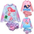 thumbnail image 1 of Gyratedream Toddler Girl's Mermaid Rash Guard Swimsuit, 2-Piece Set, Sizes 1-10 Years, 1 of 10