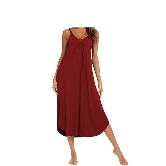 Maxcozy Women Sleeveless Nightgown Spaghetti Strap Long Sleepwear Nightshirt Lounge Dresses