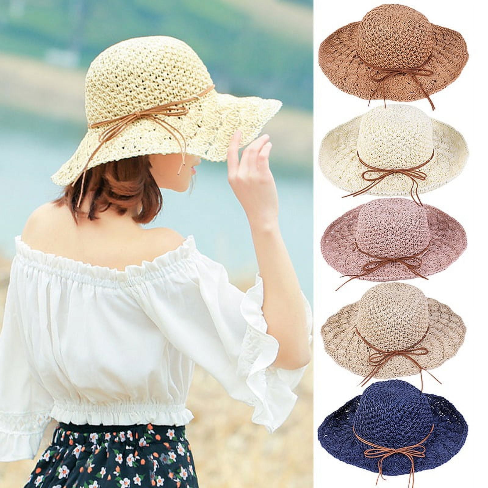 JmntiyFashion Large Hat Wide Brim Sun Hat Beach Anti-UV Sun Protection  Foldable Stage Cap Cover Body Straw Hat (B Color 90cm) Clearance 