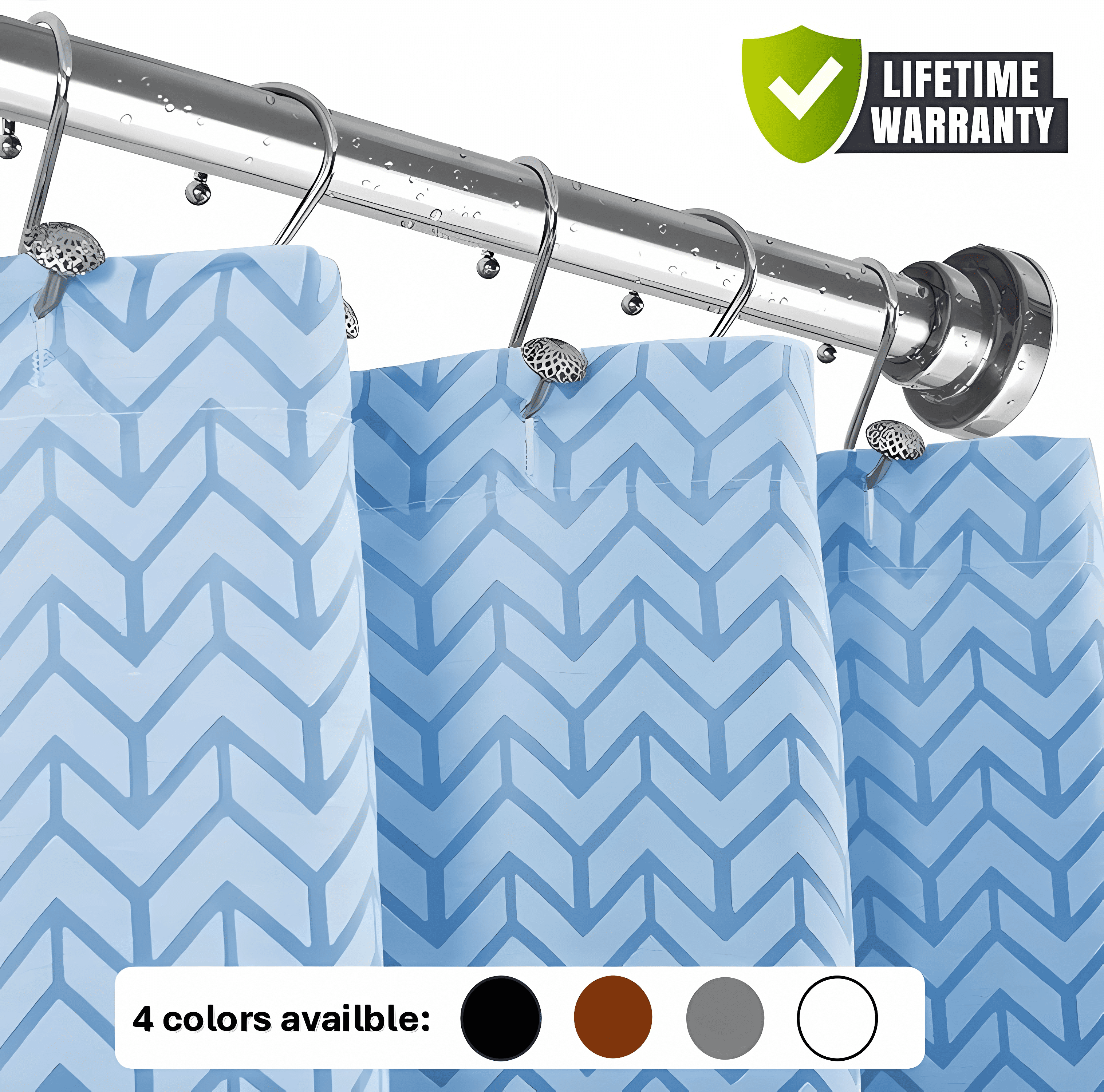 Maxda Adjustable Stainless Steel Tension Shower Curtain Rod, 42-72 Inches, Silver