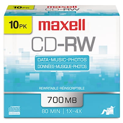 Maxell 10-Pack CD-RW Rewritable and Recordable Compact Disc 