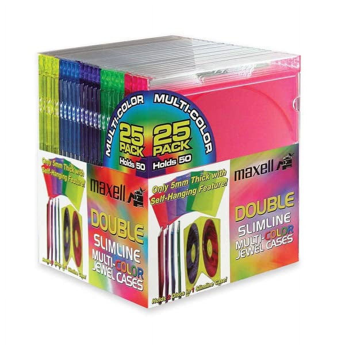 Maxell 190131, Plastic Double Slimline Jewel Cases Durable, 5mm case holds two discs Space