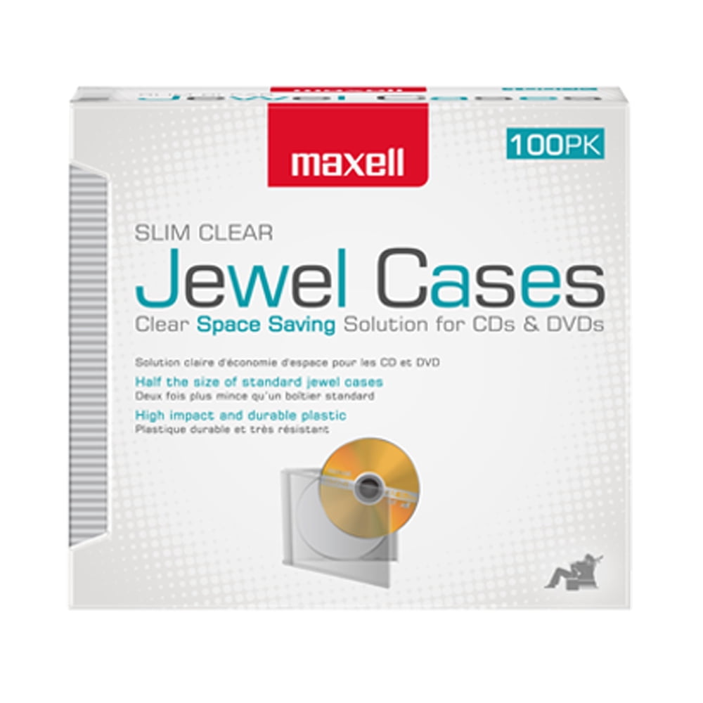 Maxell 190152 100Pk CdSlim100Cl Clear Slim 5Mm Jewel Cases