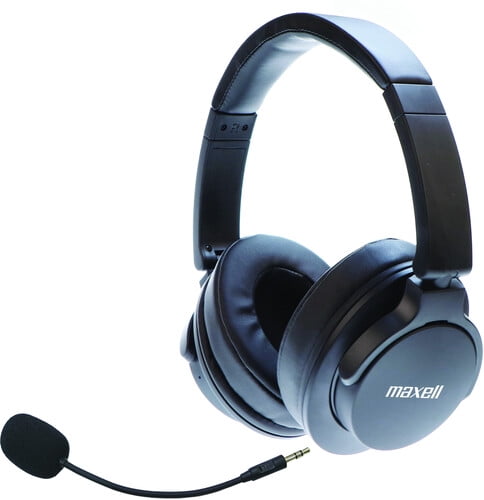 Maxell Bass 13 Active Noise Cancellation Wireless Headphones with Boom MIC, Black
