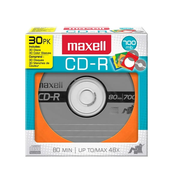 Maxell 30-Pack CD-R 700MC Color Discs