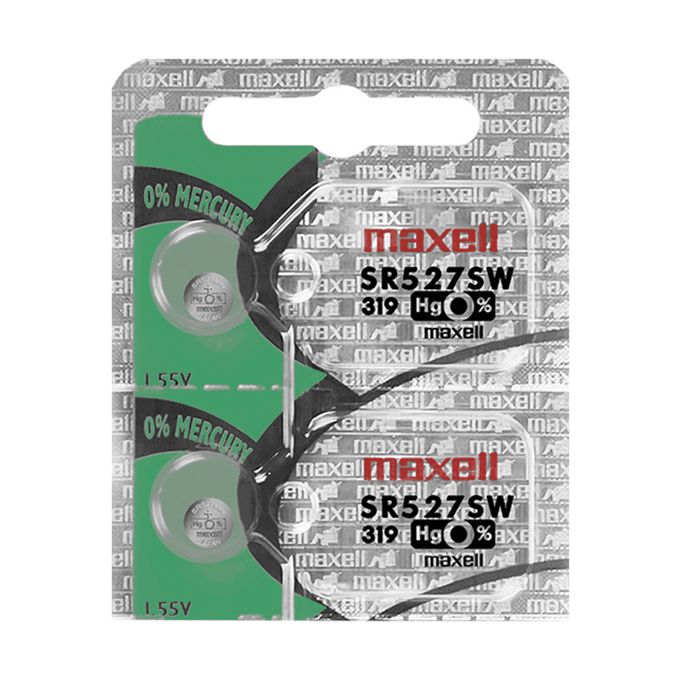 Maxell 319 SR527SW 1.55V Silver Oxide Watch Battery 2 Batteries