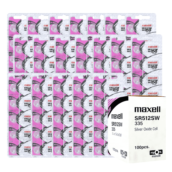 Maxell 335 SR512SW 1.55V Silver Oxide Watch Battery (100 Batteries)