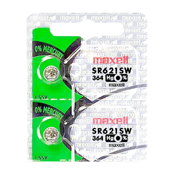 Maxell 364 SR621SW 1.55V Silver Oxide Watch Battery (2 Pack)