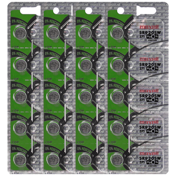 Maxell 371 SR920SW Silver Oxide Watch Battery (20 Batteries)