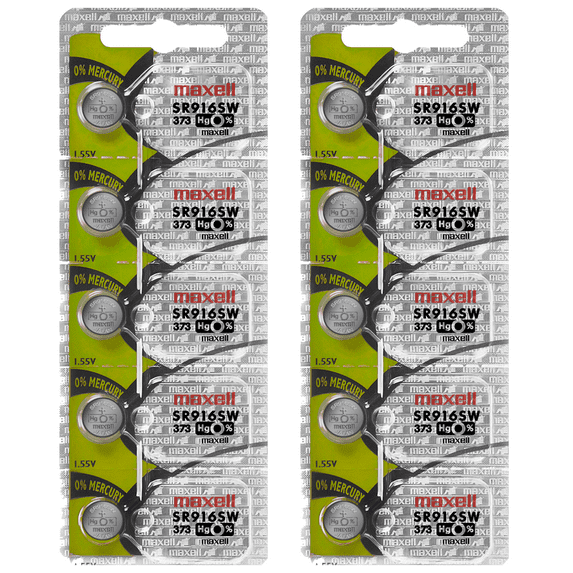 Maxell 373 SR916SW Silver Oxide Watch Batteries (10 Batteries)