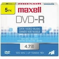 thumbnail image 1 of Maxell 638002 120 Min 4.7 GB 16X DVD-R Recordable Disks Jewel Case, 5 Pack, 1 of 3