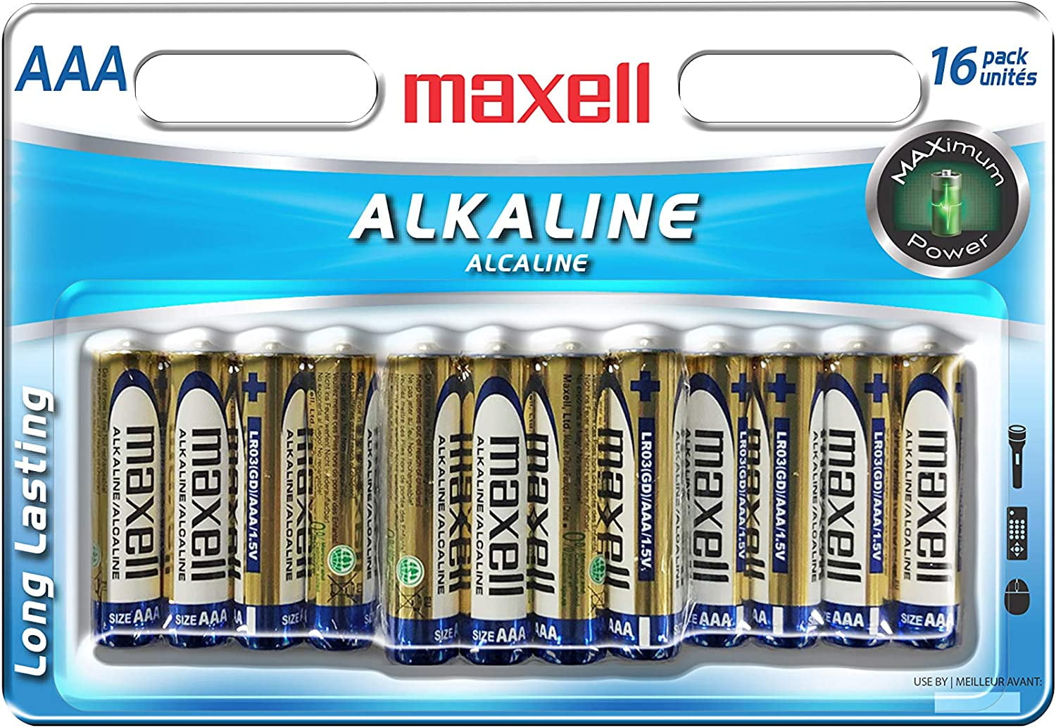 Maxell AAA Alkaline Batteries (16 Pack), 723472