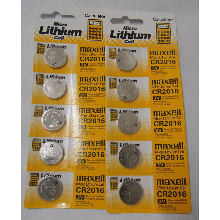 Maxell CR2016 3 Volt Lithium Coin Battery - 10 Pack