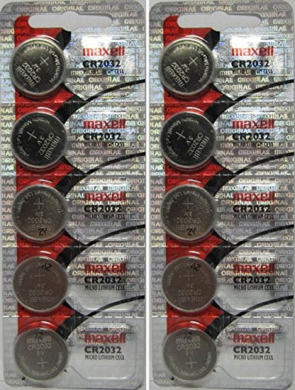 Maxell CR2032 Coin Cell Battery - Button Shaped, 10 PACK