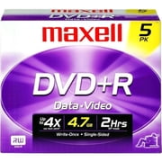 Maxell DVD Recordable Media - DVD+R - 16x - 4.70 GB - 5 Pack Jewel Case