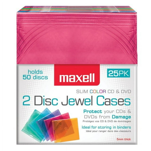 Maxell® Dual-disc Jewel Cases, 25 Pack
