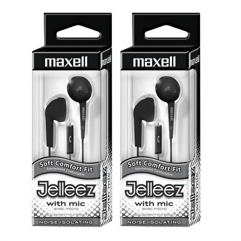 Maxell Jelleez Soft Earbuds with Mic, Black, Pack of