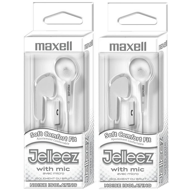 Maxell Jelleez Soft Earbuds with Mic, White, Pack of