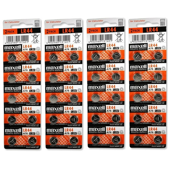 Maxell LR44 (A76) Batteries, 40 Count